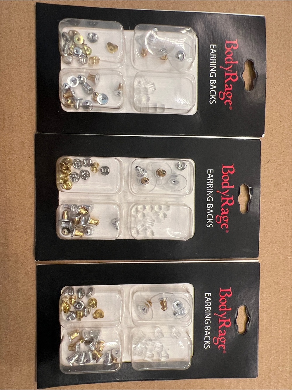 BodyRage Mixed Metal Earring Back Assortment - Gold & Silver